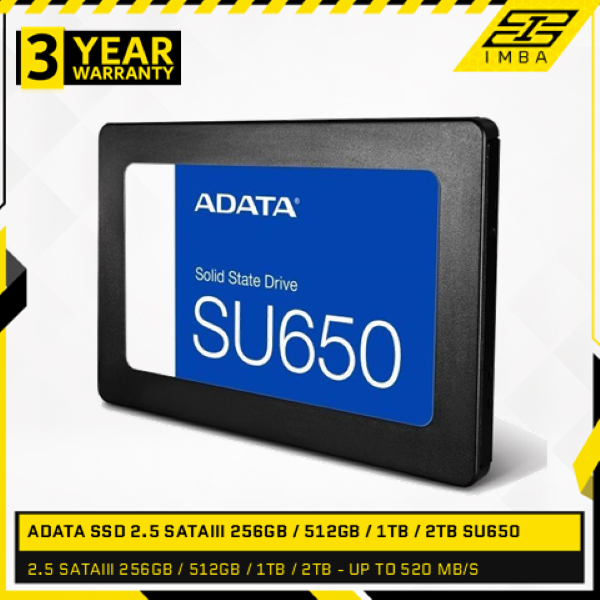 ADATA SSD 2.5 SATAIII 256GB / 512GB / 1TB / 2TB SU650 3Y - UP TO 520 MB/S