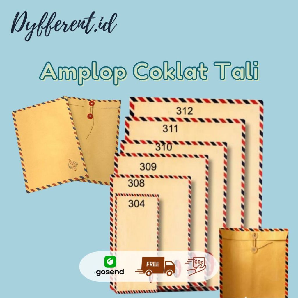 

Amplop Tali / Amplop Coklat Tali / Map Coklat Tali ukuran 308, 310e (Folio), 312 (Paling Besar)