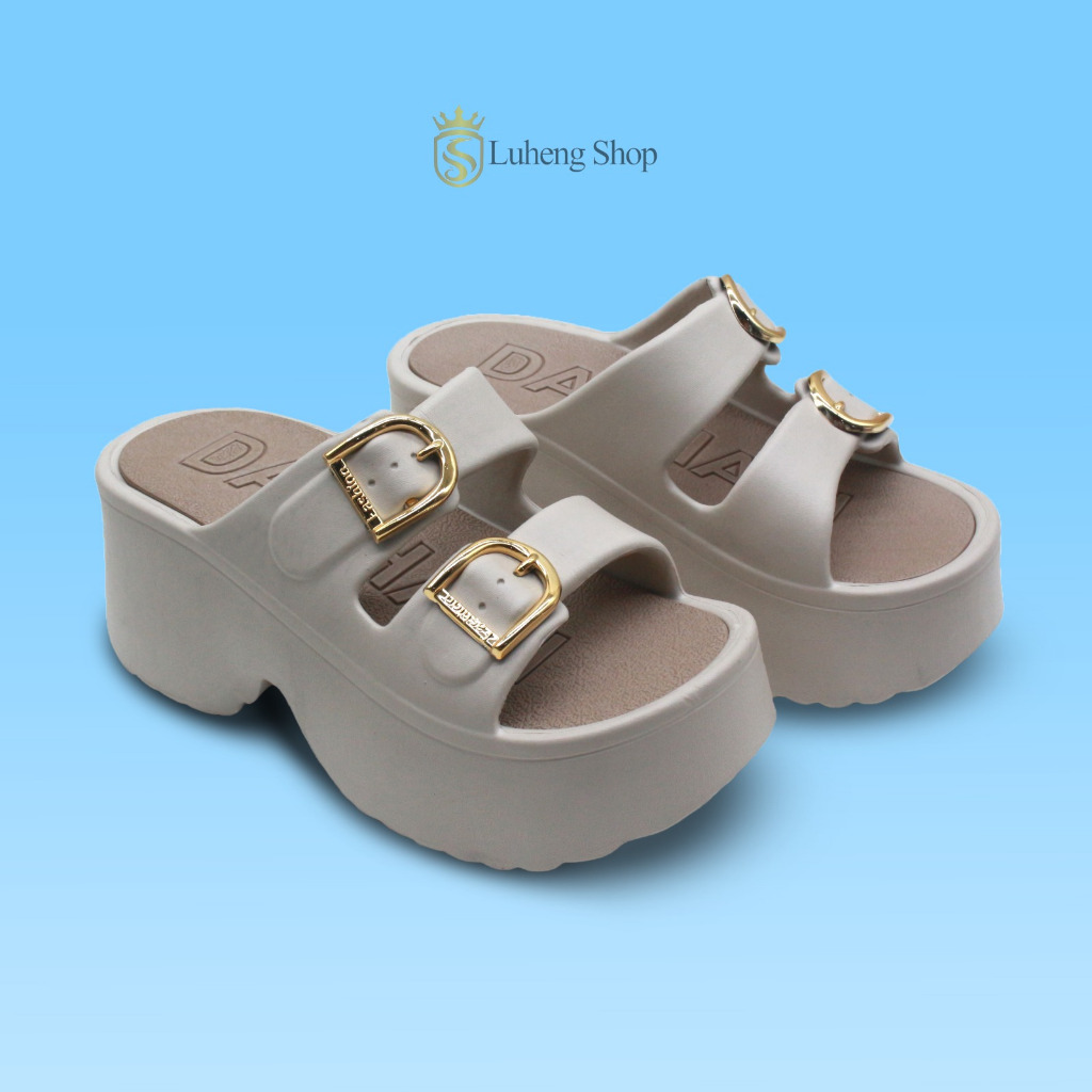 Sandal Wanita Wedges Sandal Karet Tinggi 7cm Antislip Antilicin Stylish