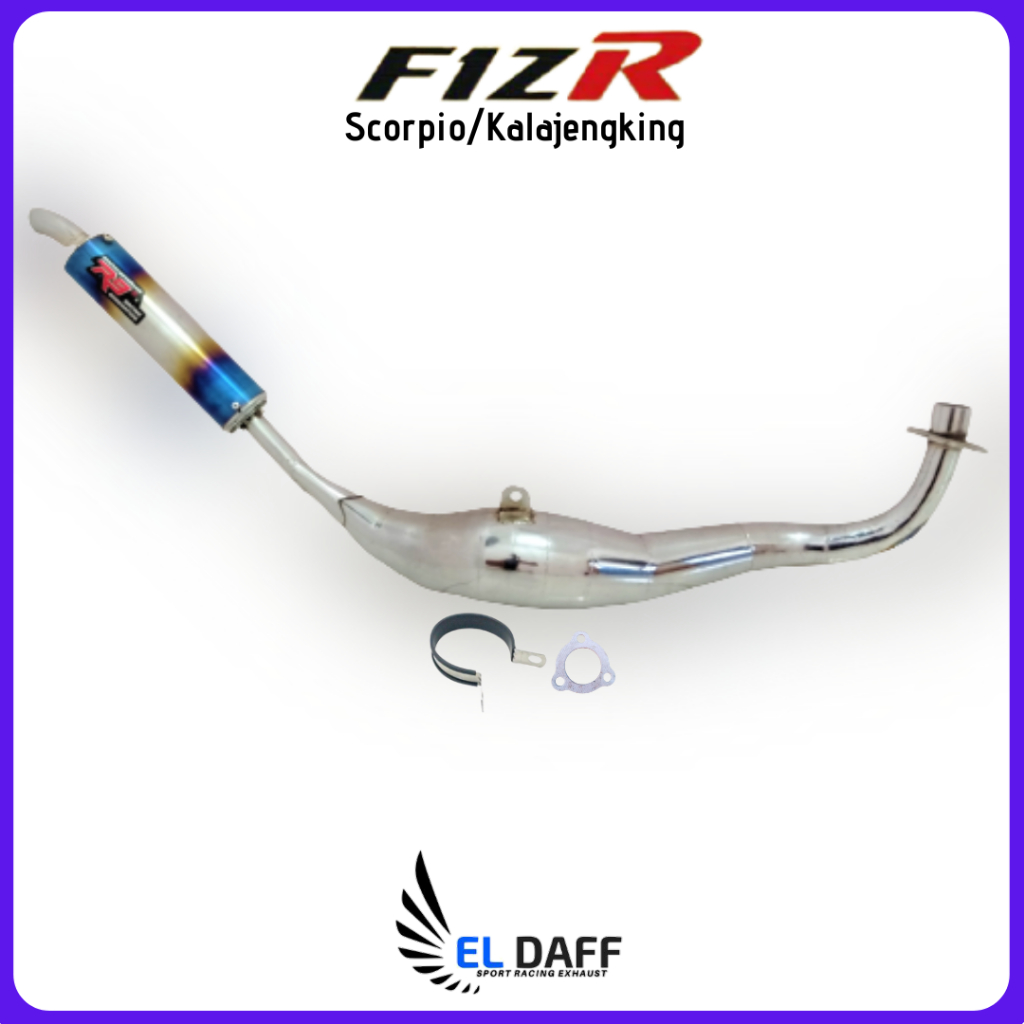 Knalpot Racing Fiz R Kolong R9 Kalajengking Skorpio Chrome Slincer Half Blue Suara Ninja
