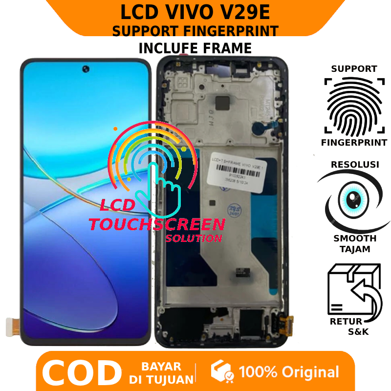 LCD TOUCHSCREEN VIVO V29E ORIGINAL SUPPORT FINGERPRINT INCLUDE FRAME GARANSI