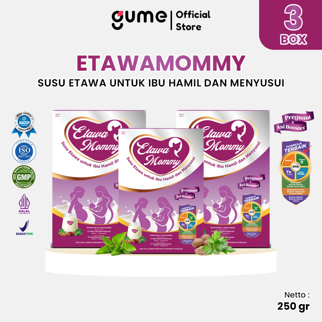 

Etawa Mommy Pregnant dan Asi Booster Susu Kambing Etawa Kemasan 250gr Paket 3 Box