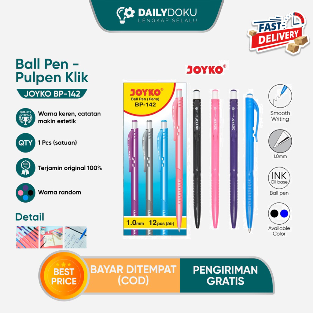 

Pulpen Joyko BP-142 – Warna Menarik, Tulis Nyaman