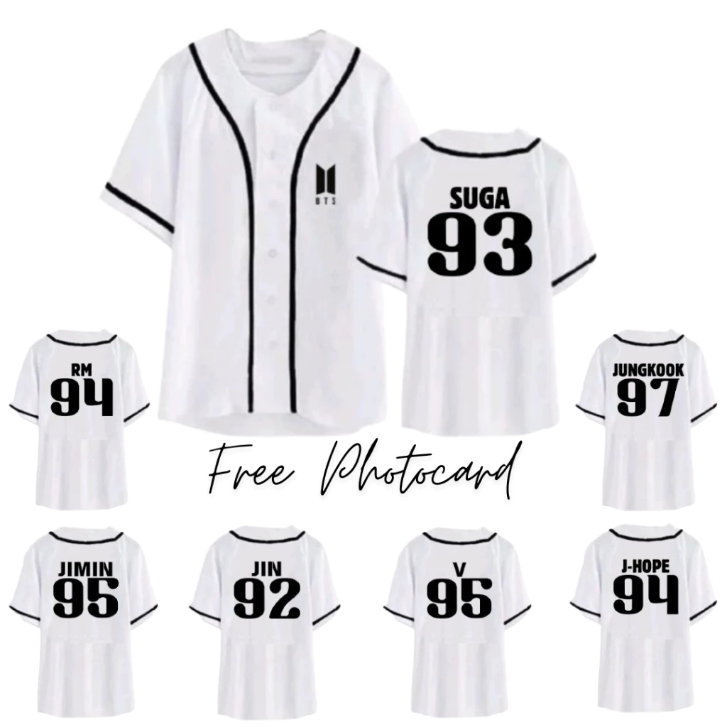 Baju Jersey Baseball BTS Kpop Korea Pakaian Olahraga Kemeja Jimin Jin V Jhope Jungkook RM Suga
