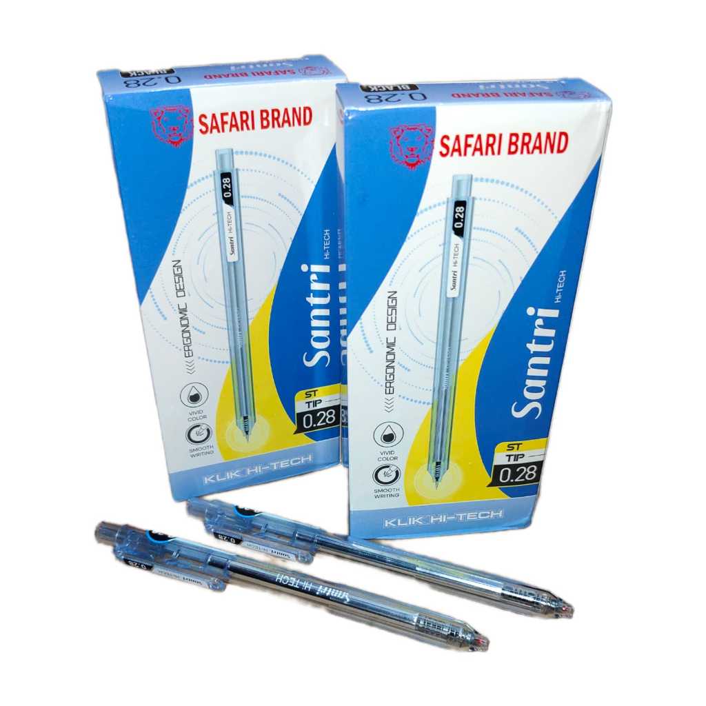 

PULPEN SAFARI SANTRI KLIK HI-TECH 0.28 MM HARGA 1 PACK ISI 12 PCS /BOLPEN KLIK HI-TECH