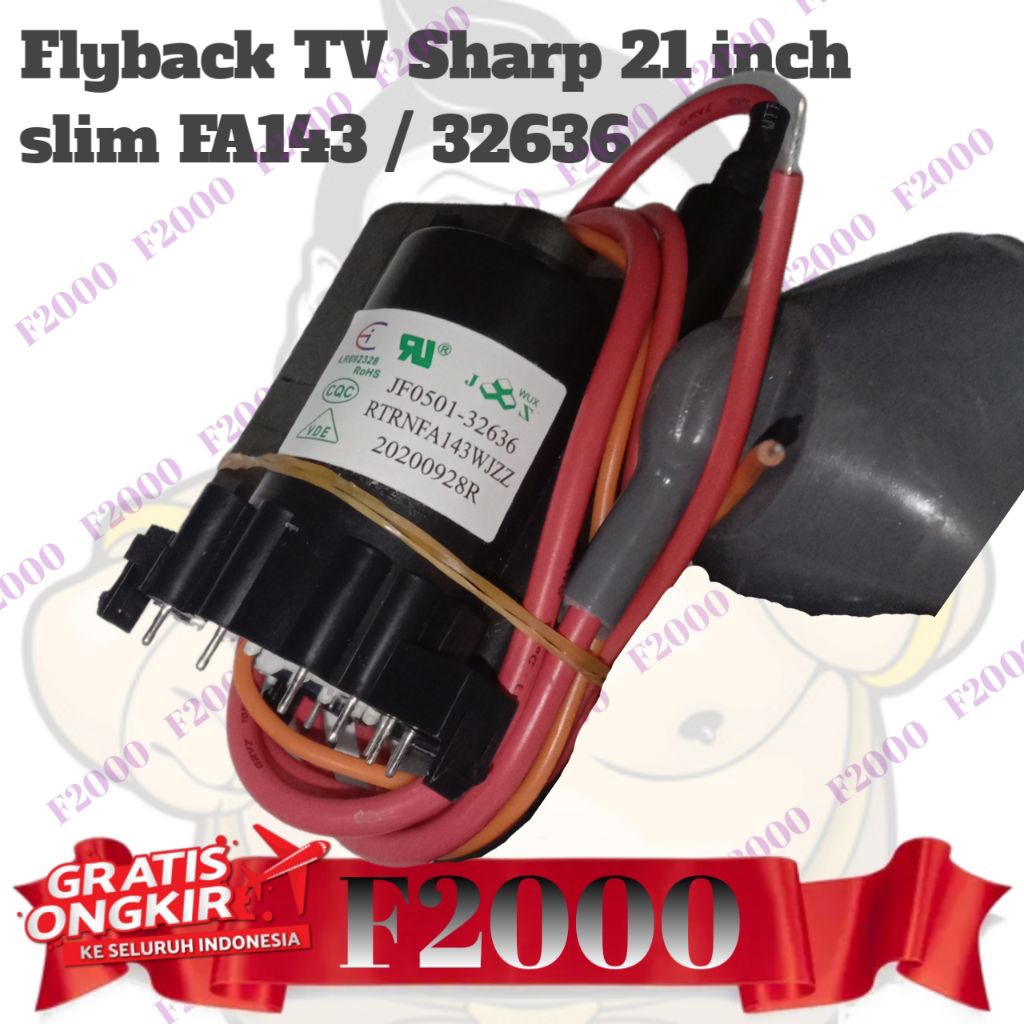 FBT Flyback Playback JF0501 32636 TV SHARP SLIM 21 inch RTRNFA143WJZZ FA 143