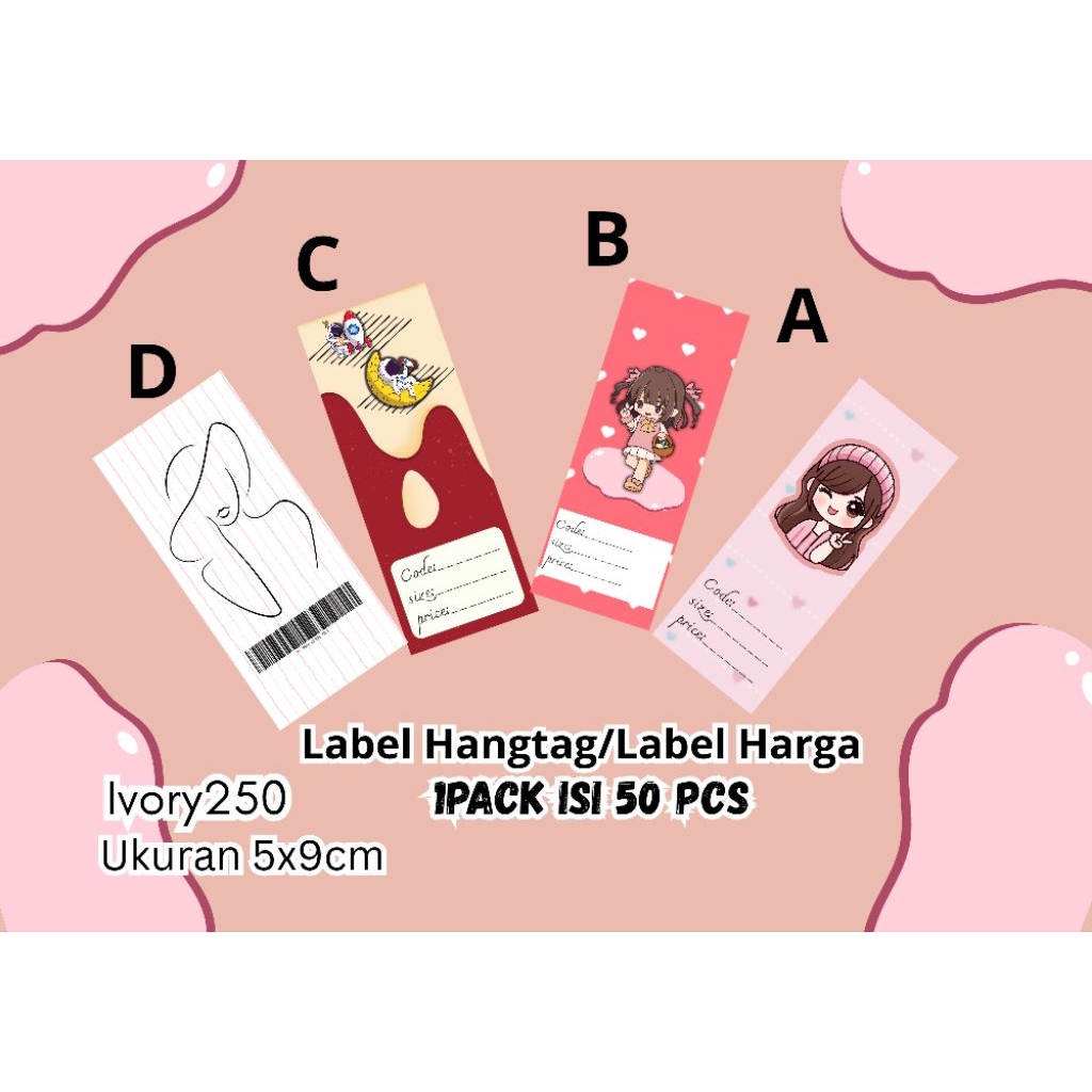 

(50pcs)Label hangtag/label harga/label merek baju/murah/ivory250