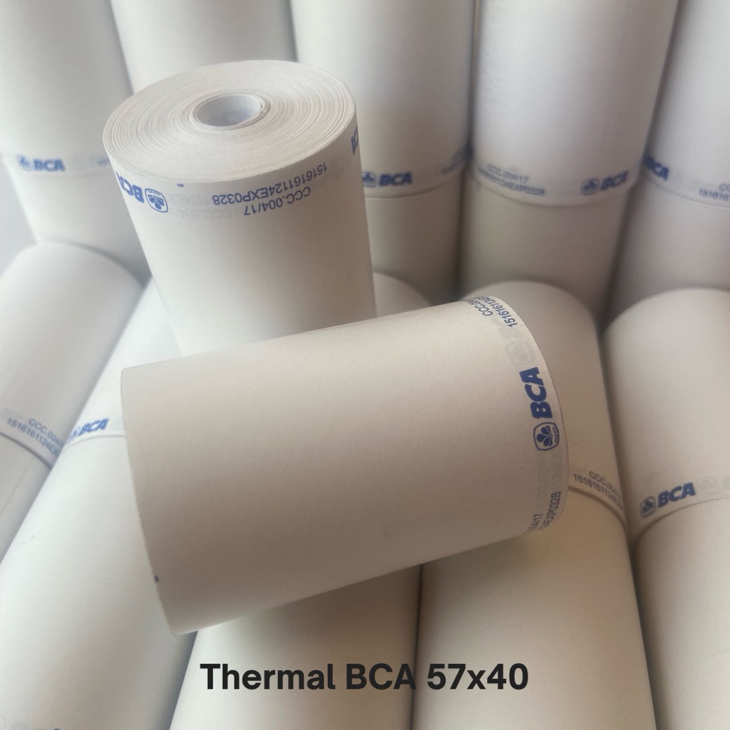 

PAKET 100 ROLL KERTAS THERMAL LOGO BCA 57/58x40