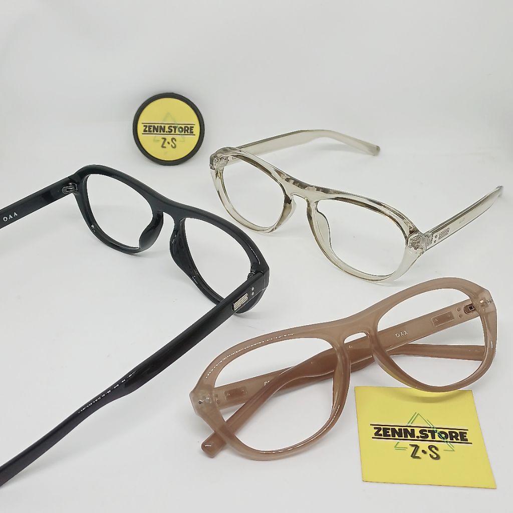 OAA - Kacamata Bulat Besar Frame Super Keren Fashionable Pria Wanita KacamataAAntiradiasi Lensa Bisa