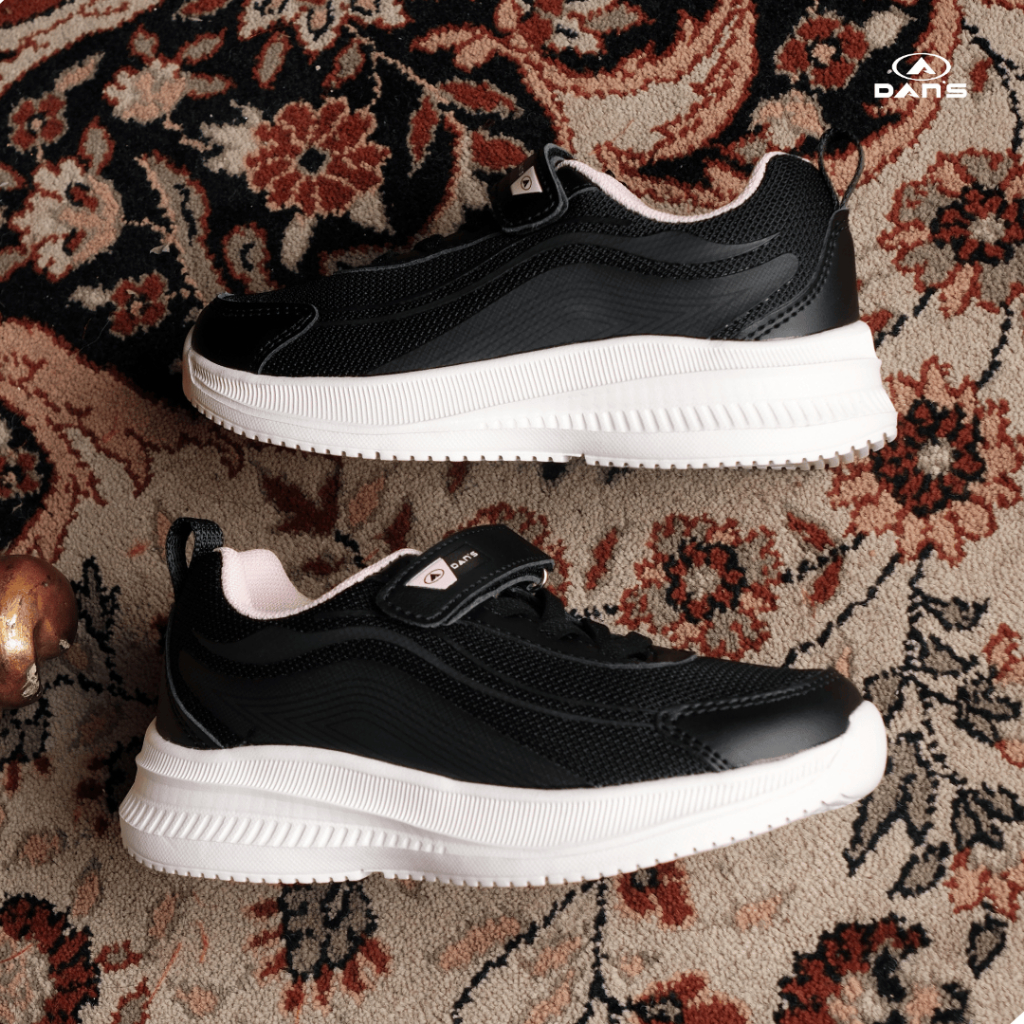 DANS - Sepatu Anak Perempuan - Hilma (SD) | Sneakers Sekolah Warna Hitam | Sol Empuk & Ringan