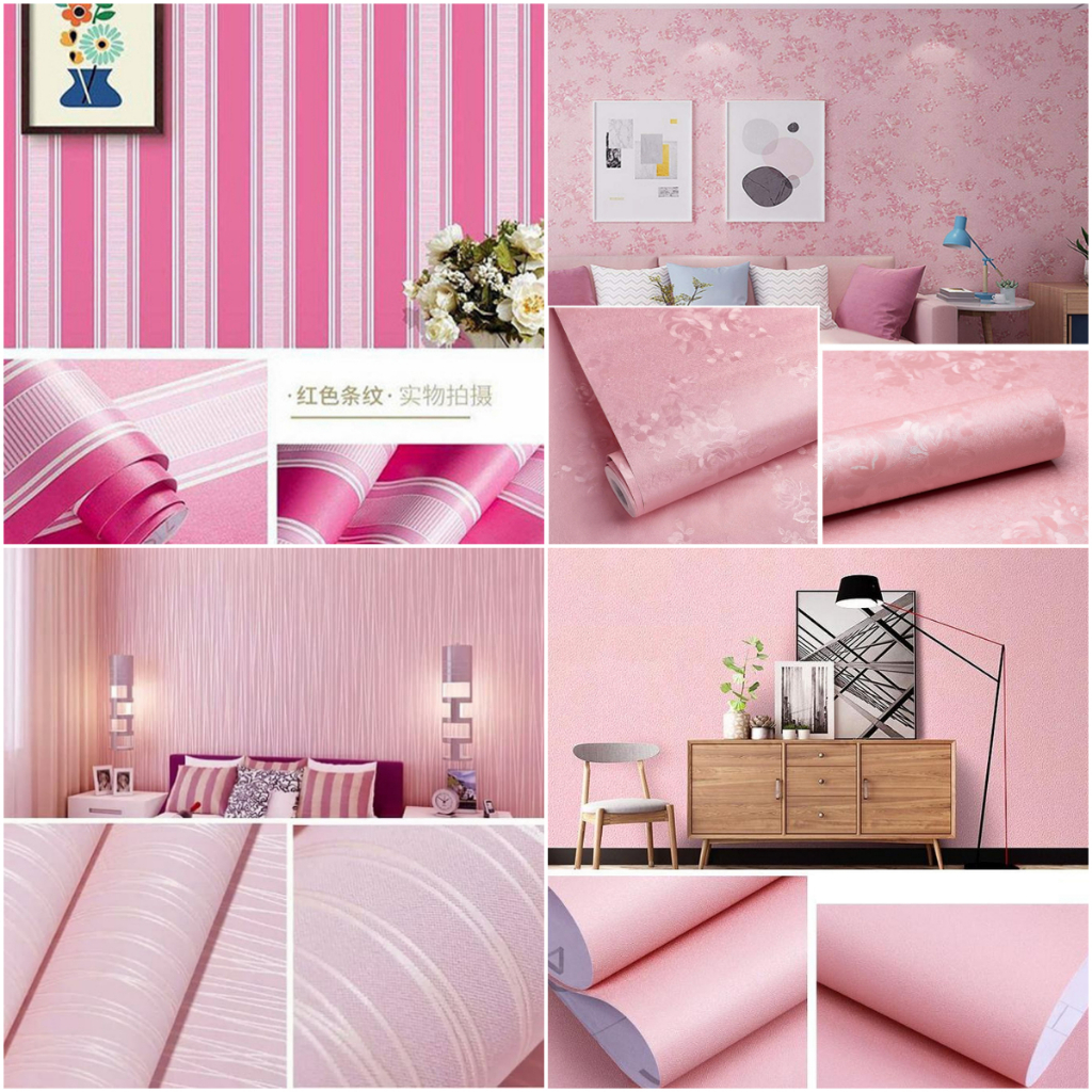 Wallpaper 3d Wallpaper Dinding Wallpaper Ruang Tamu Kamar Tidur Aesthetic Wallpaper Motif Pink 4M