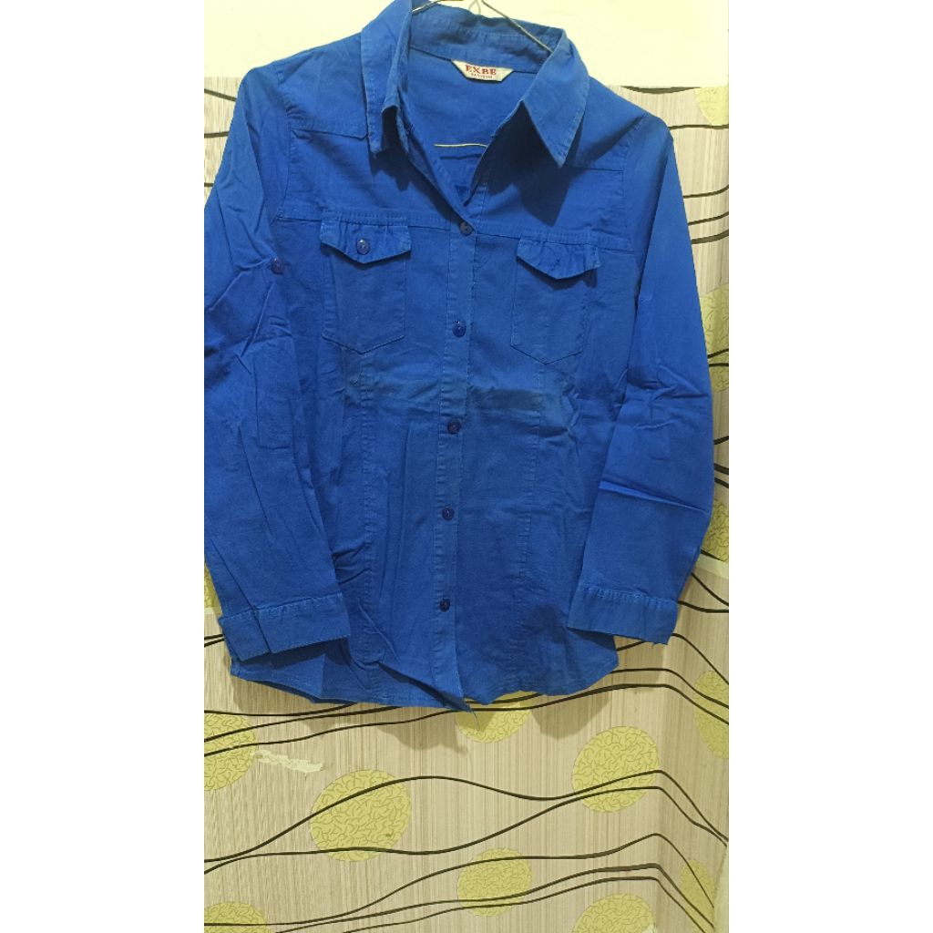 KEMEJA EXBE FASHION ALL SIZE KATUN STREAT SECOND REAL PICTUTE
