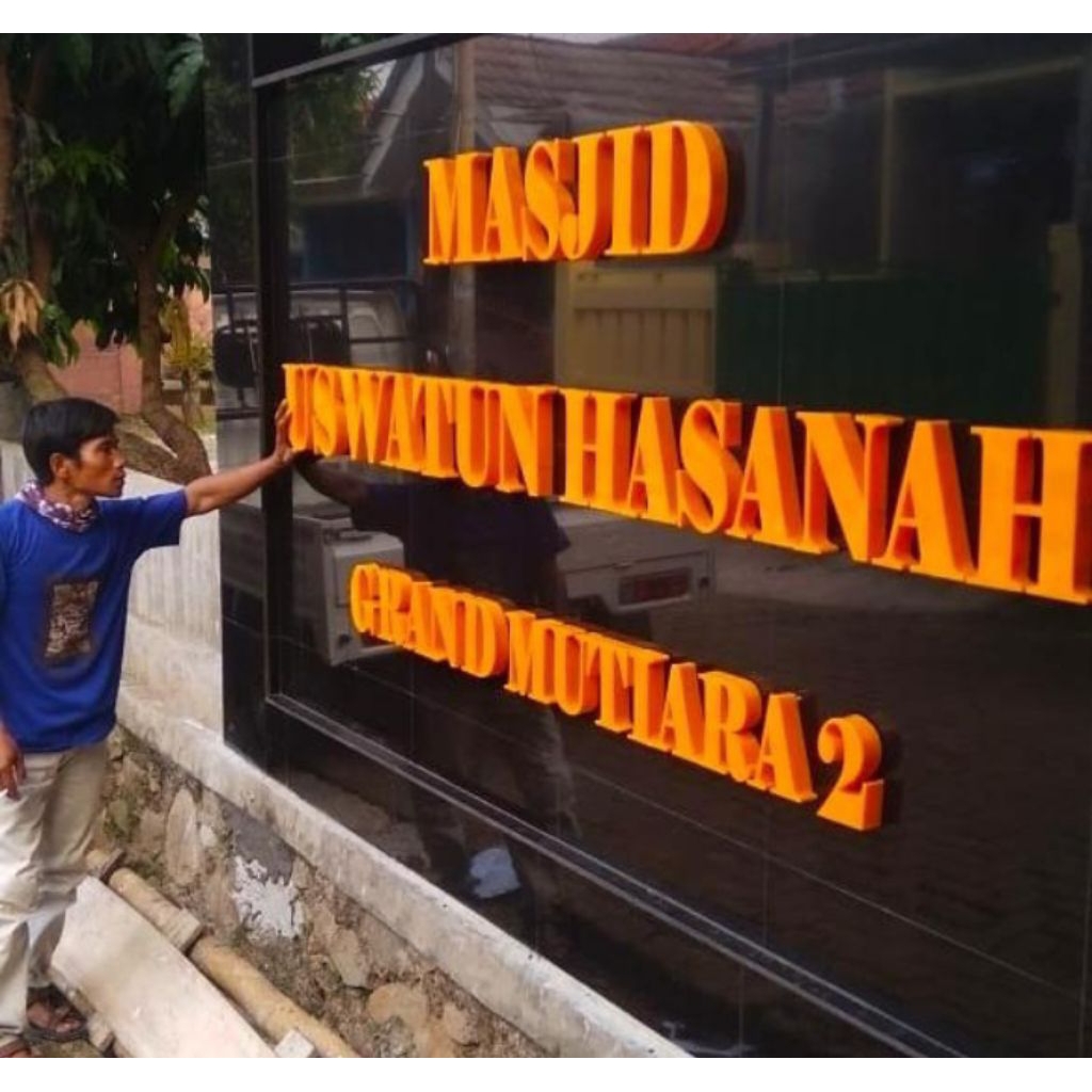 huruf timbul akrilik warna tanpa led