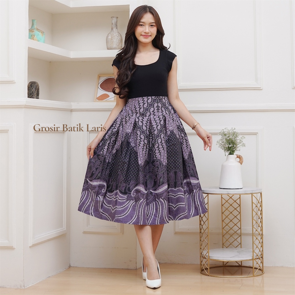 Rok Batik Wanita Panjang 7/8 Bahan Katun Model Payung Rempel