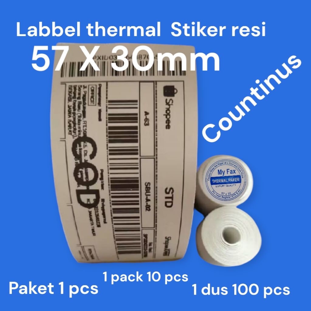 

labbel stiker thermal 57mm x 5meter isi 10 roll