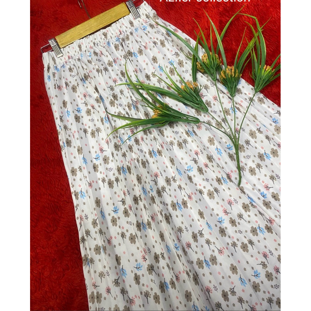 ROK PLISKET MOTIF BUNGA TERBARU| ROK PLISKET MOTIF BUNGA KEKINIAN| ROK PLISKET MOTIF BUNGA VIRAL