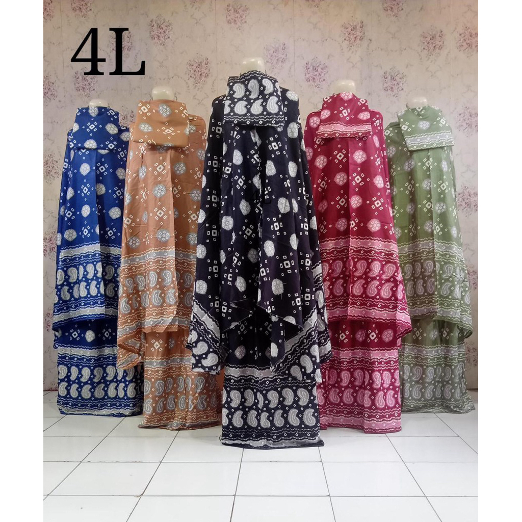 Mukena Jumputan Titik 7 Printing Palembang | Bahan Katun Rayon | Ukuran Jumbo