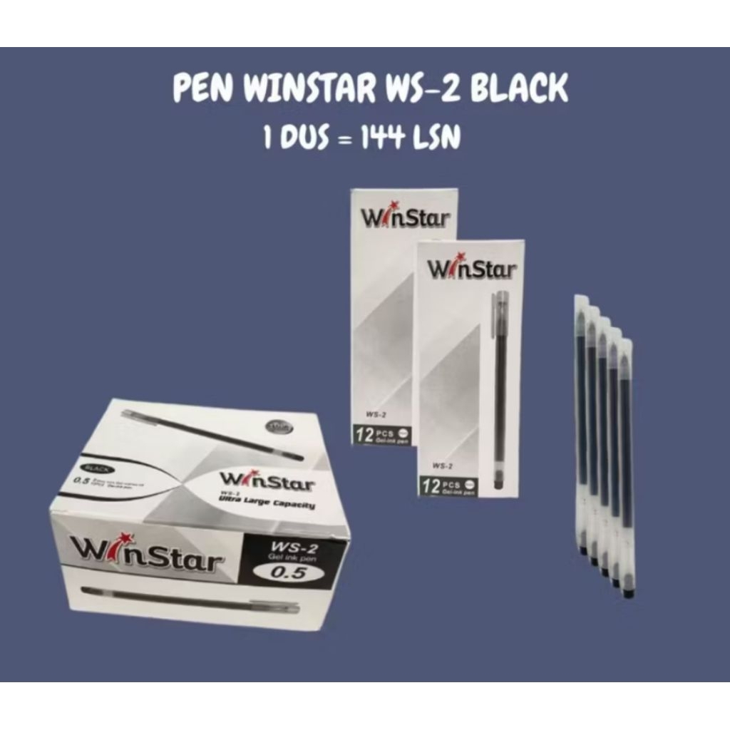 

Pulpen murah HITAM Gelpen pen Winstar 0.5mm 1 kotak 12 pcs