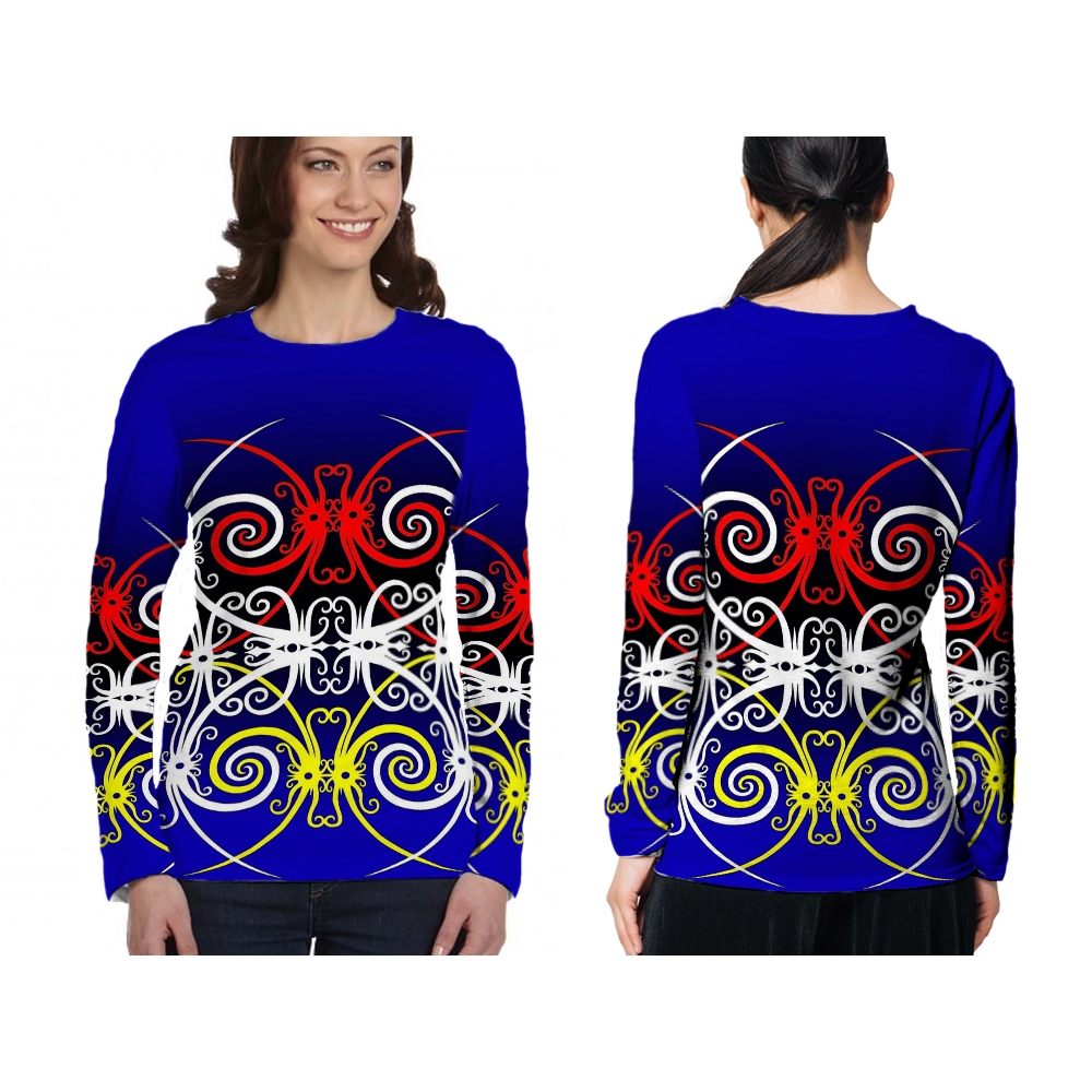 Baju Dayak / Kaos Motif Dayak / Baju Dayak Wanita / Kaos Batik Kalimantan lengan panjang