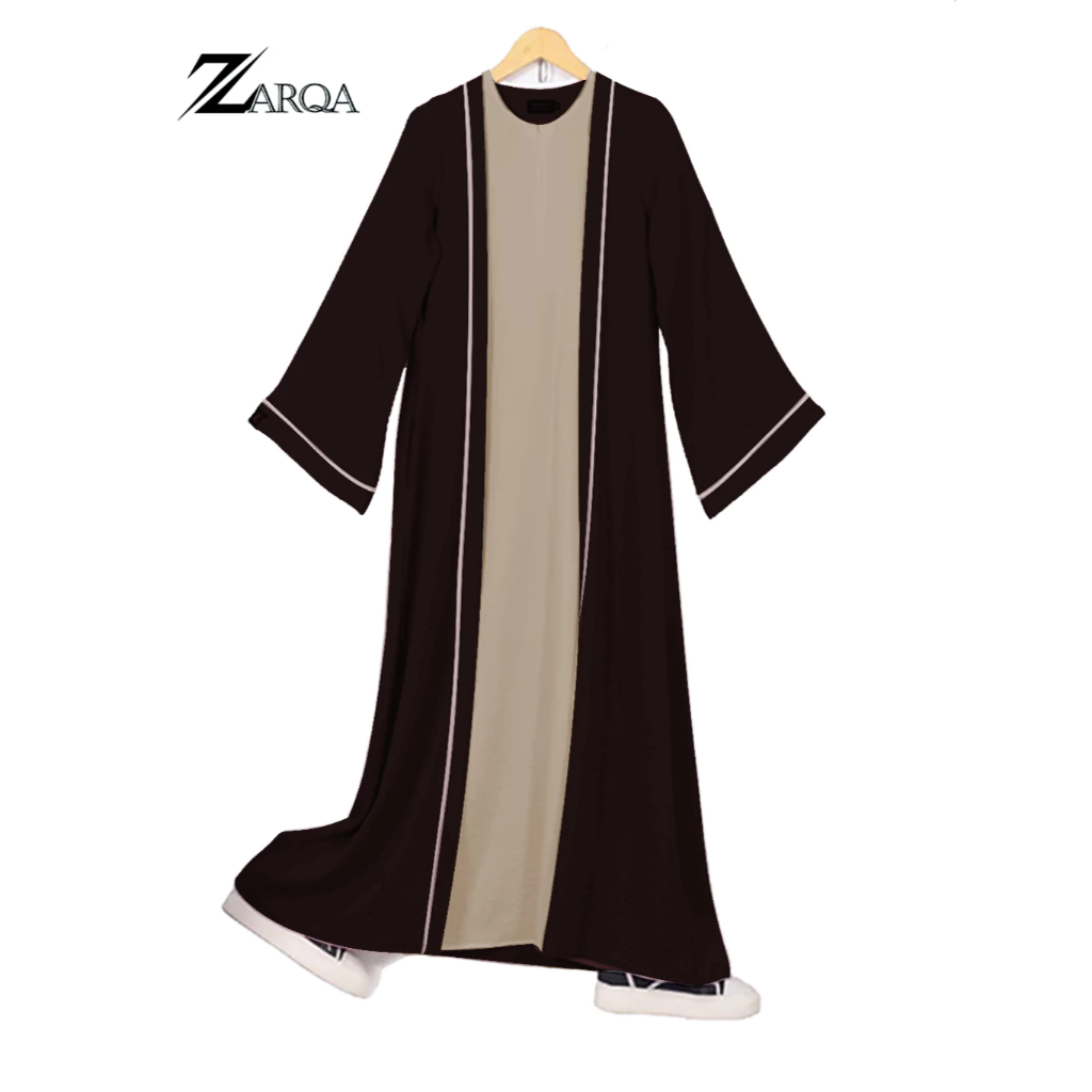 ZARQA - Luna Abaya Gamis Muslimah Maxi Dress Arab Saudi Polos Kombinasi Warna List Bisban Terbaru
