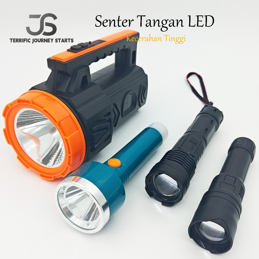 JS Senter LED senter tangan senter tangan super terang  Senter Multifungsi Senter Zoom In Out