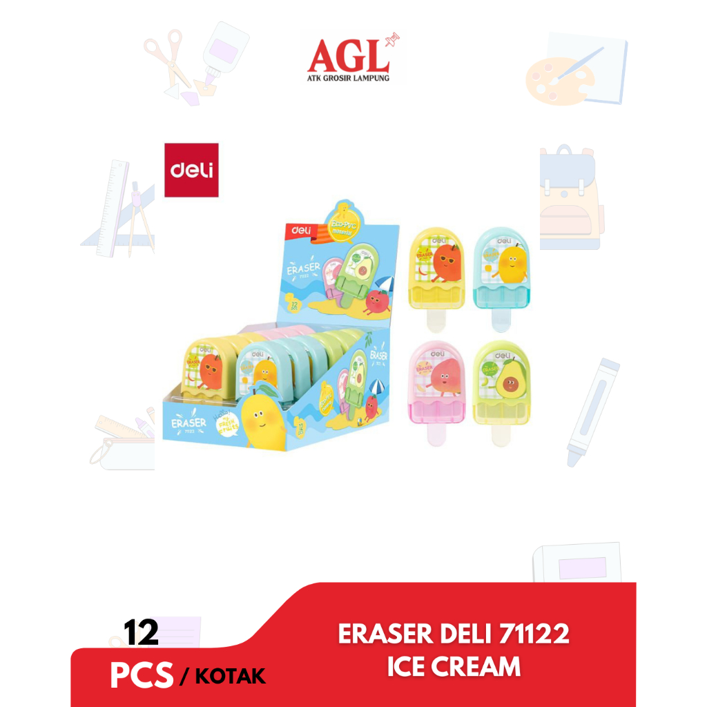 

DELI - (12pcs) ERASER / PENGHAPUS DELI 71122 ICE CREAM 1 box isi 12pcs - Grosir