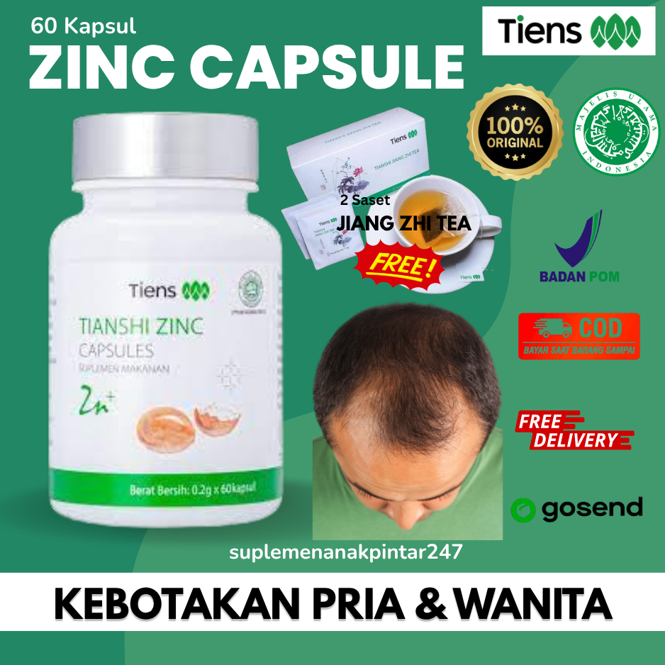 Obat Rambut Rontok - Kebotakan - Suplemen Penumbuh Rambut - Vitamin TIENS ZINC 100% AMPUH ORIGINAL