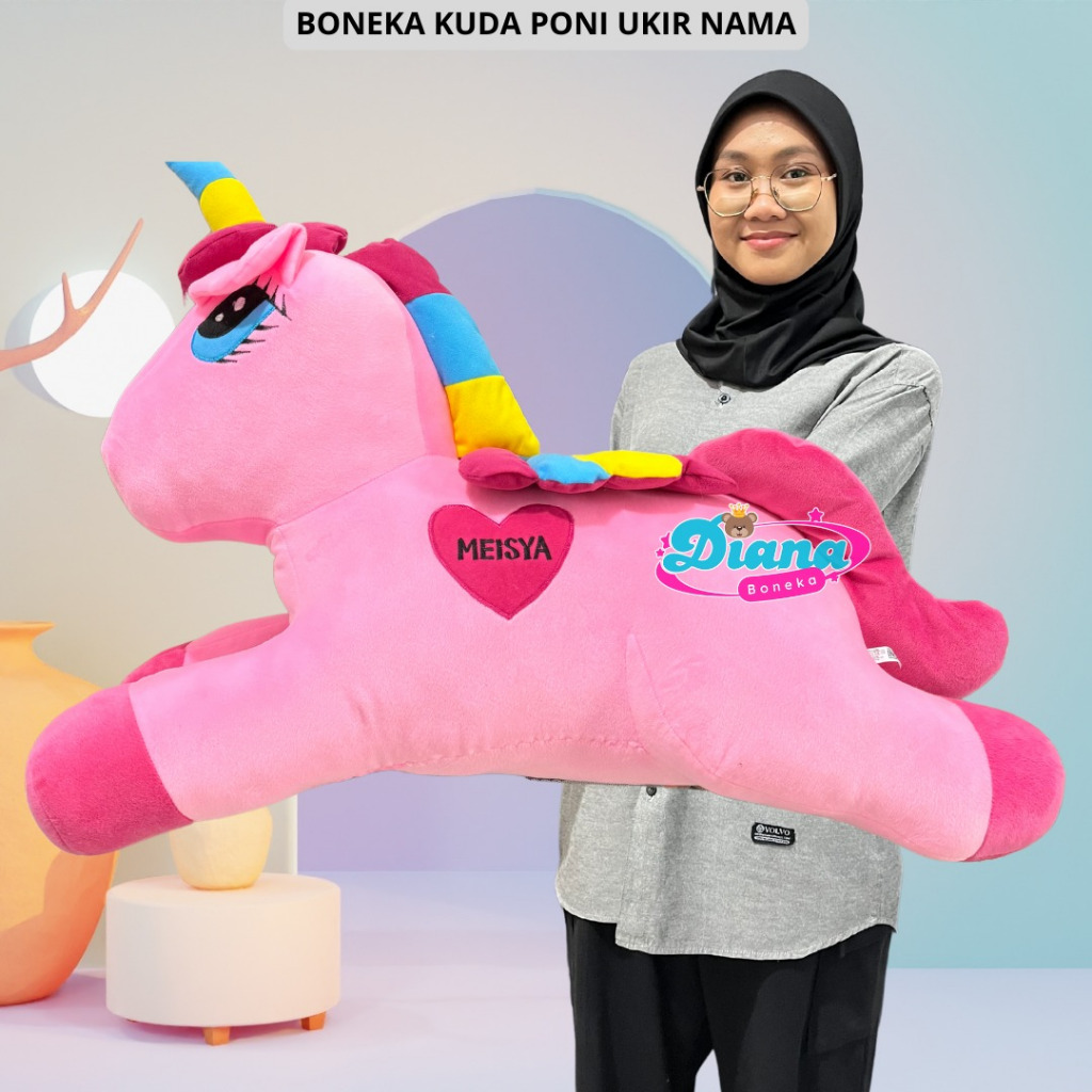 CUSTOM NAMA BONEKA KUDA PONY HORSE PLUSH DOLL JUMBO