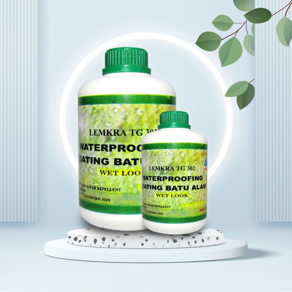 WATERPROOFING COATING BATU ALAM MERK LEMKRA KODE TG 302 CAIRAN UNTUK MELAPISI BATU ALAM RELIF KAYU, 