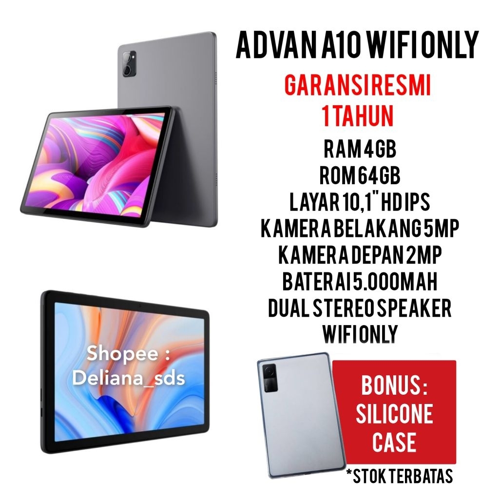 Tab Advan A10 4/64 Wifi Only Garansi Resmi 1 Tahun Tab Advan A10 Wifi Only 4/64 Tablet Advan A10 4/6