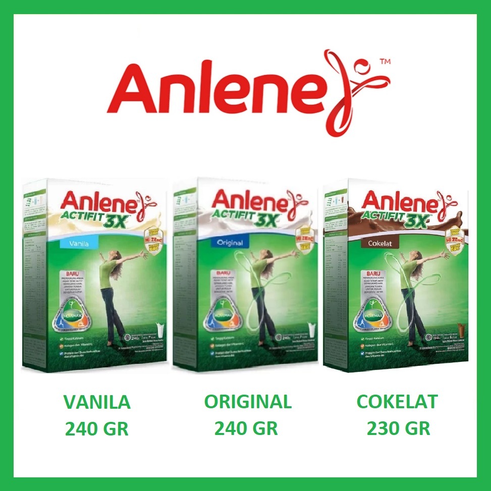 

Anlene Actifit 3X Susu Bubuk Kalsium Tinggi Rasa Vanila / Original / Cokelat