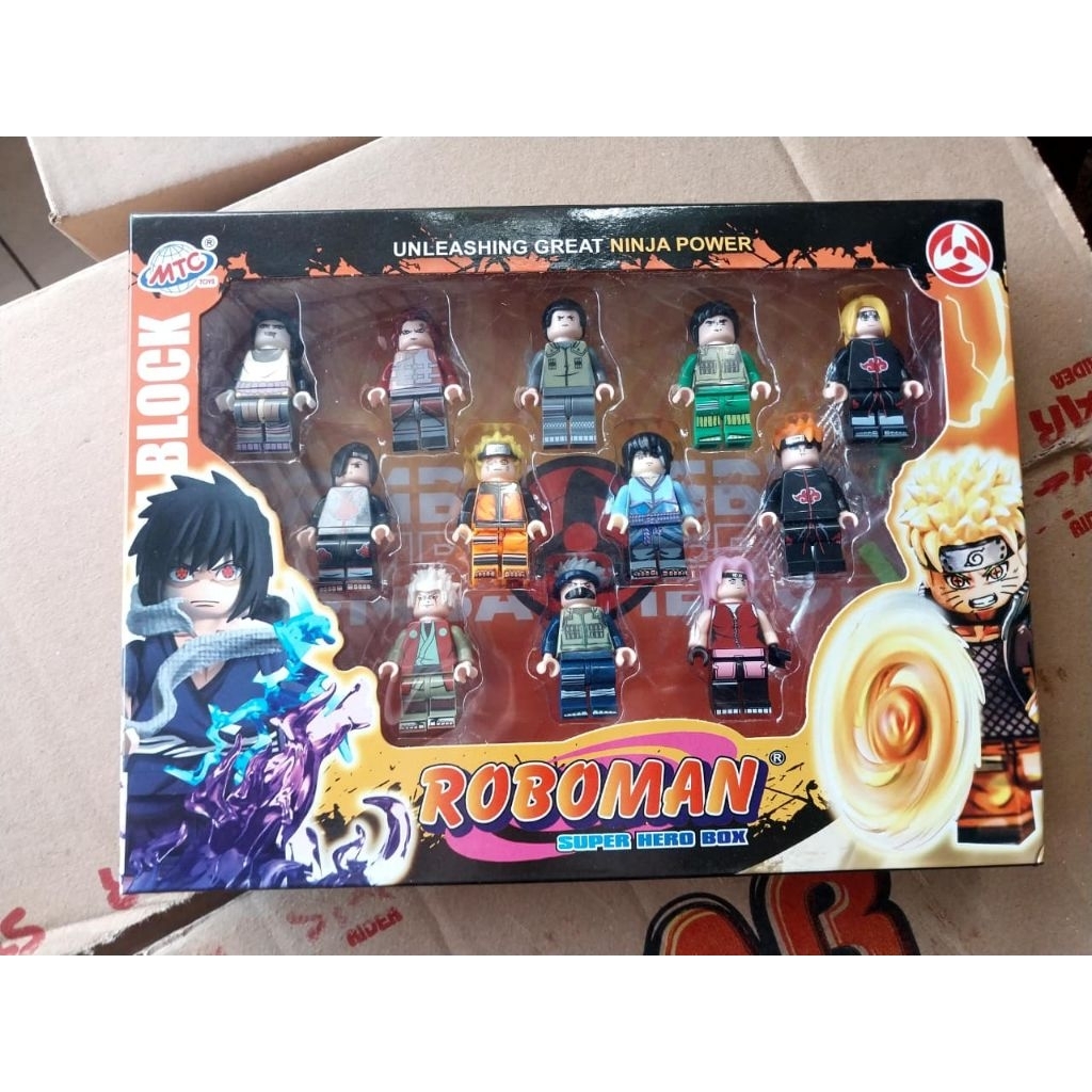 mainan anak action figure ninja naruto set 12 pcs+senjata/lego ninja naruto/mini figure naruto