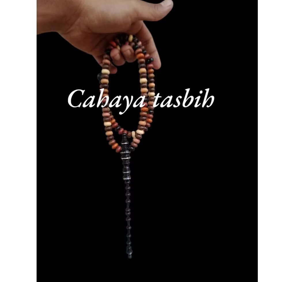 Tasbih Kayu 99 Butir Kombinasi Kayu Langka Model Pipih size 7x11 mm Tasbih Mewah ORIGINAL