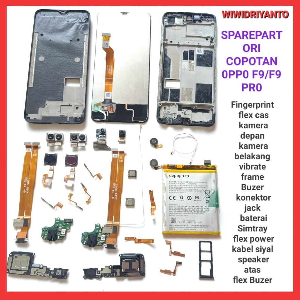 SPAREPART CABUTAN OPPO F9 / F9 PRO ORIGINAL  KAMERA DEPAN  KAMERA BELAKANG  FINGERPRINT FRAME  SOKET