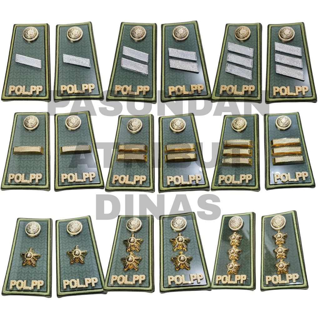 TANDA PANGKAT PDH POL PP AKRILIK MIKA LIS BORDIR GOLONGAN 2A/2B/2C/3A/3B/3C/3D/4A/4B