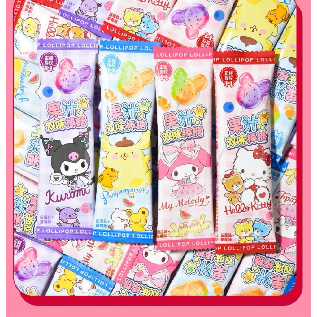 

[READY STOCK] SANRIO COLORFUL LOLLIPOP RASA STRAWBERRY BLUEBBERY DAN ORANGE WATERMELON