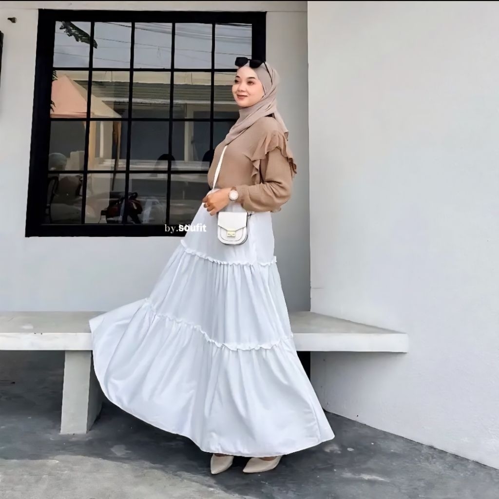 HOT DEALS ROK SUSUN CANDA / ROK 3 SUSUN / ROK SUSUN MAXI SKIRT / ROK SUSUN 3 TINGKAT