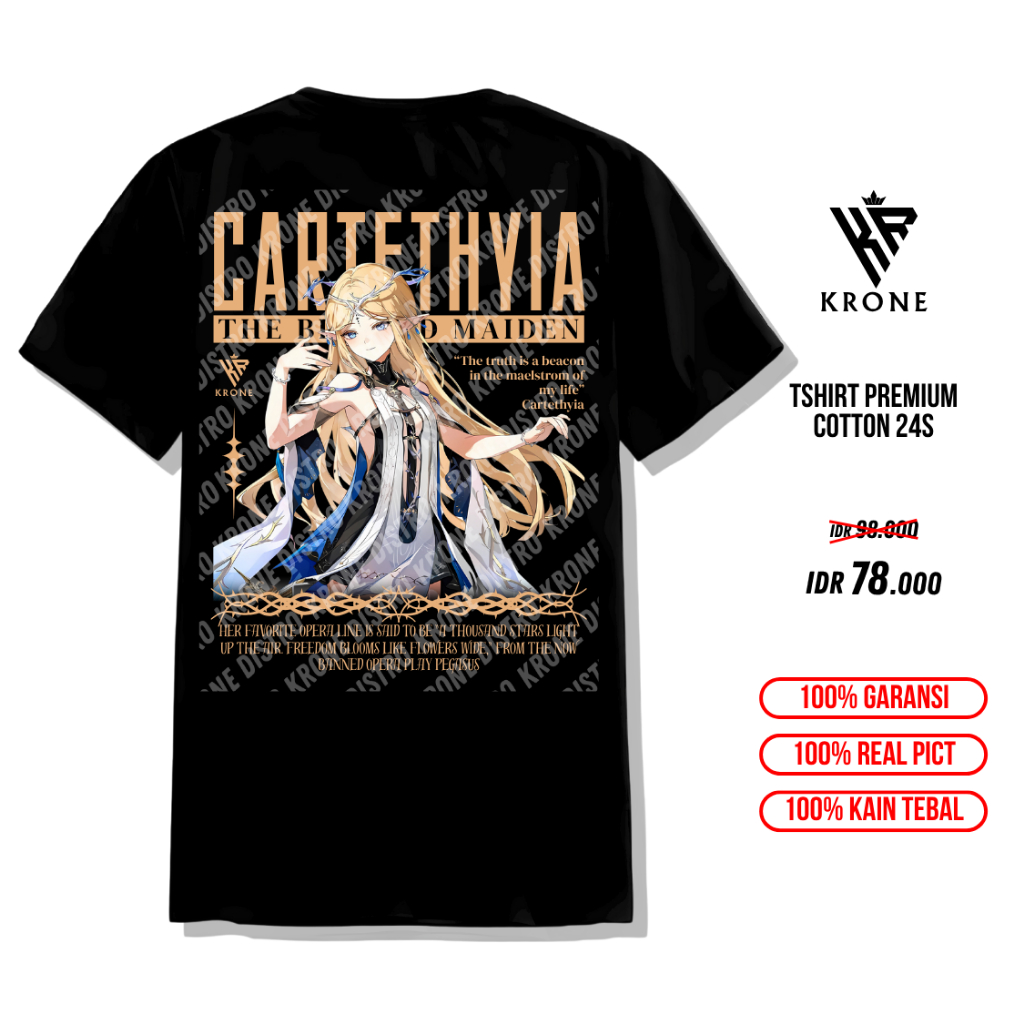 KRONE Kaos Anime CARTETHYIA WUWA Katun 24s  - Tshirt Wuthering Waves Carlotta Monteli Unisex Dewasa