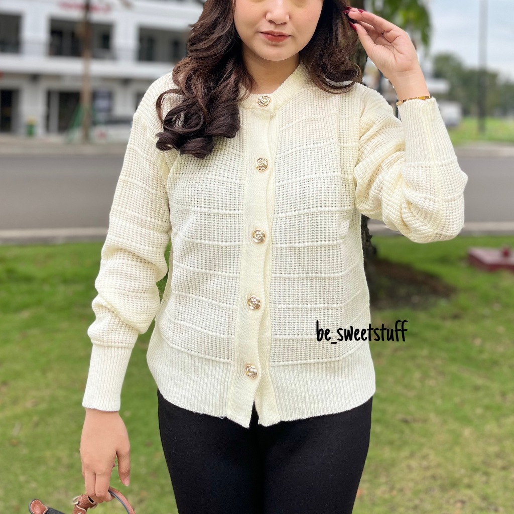 Naomi Cardigan Knit - Atasan Rajut Wanita Lengan Panjang Kancing