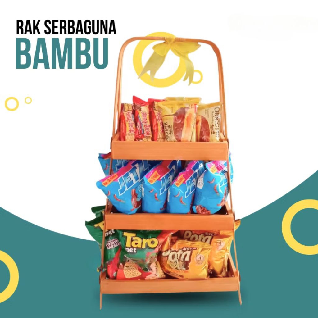 Rak Bambu Untuk Bumbu Dapur Susun 3 - Rak Bawang Bumbu Kotak- Wadah Bumbu Dapur susun 3