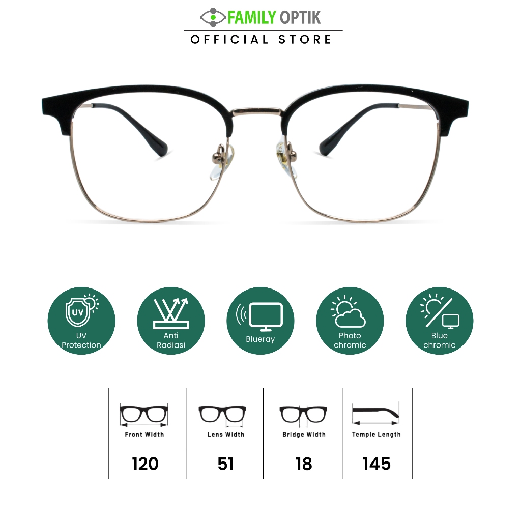 Family Optik - Kacamata Vintage Blueray Photocromic Anti Radiasi HC50079