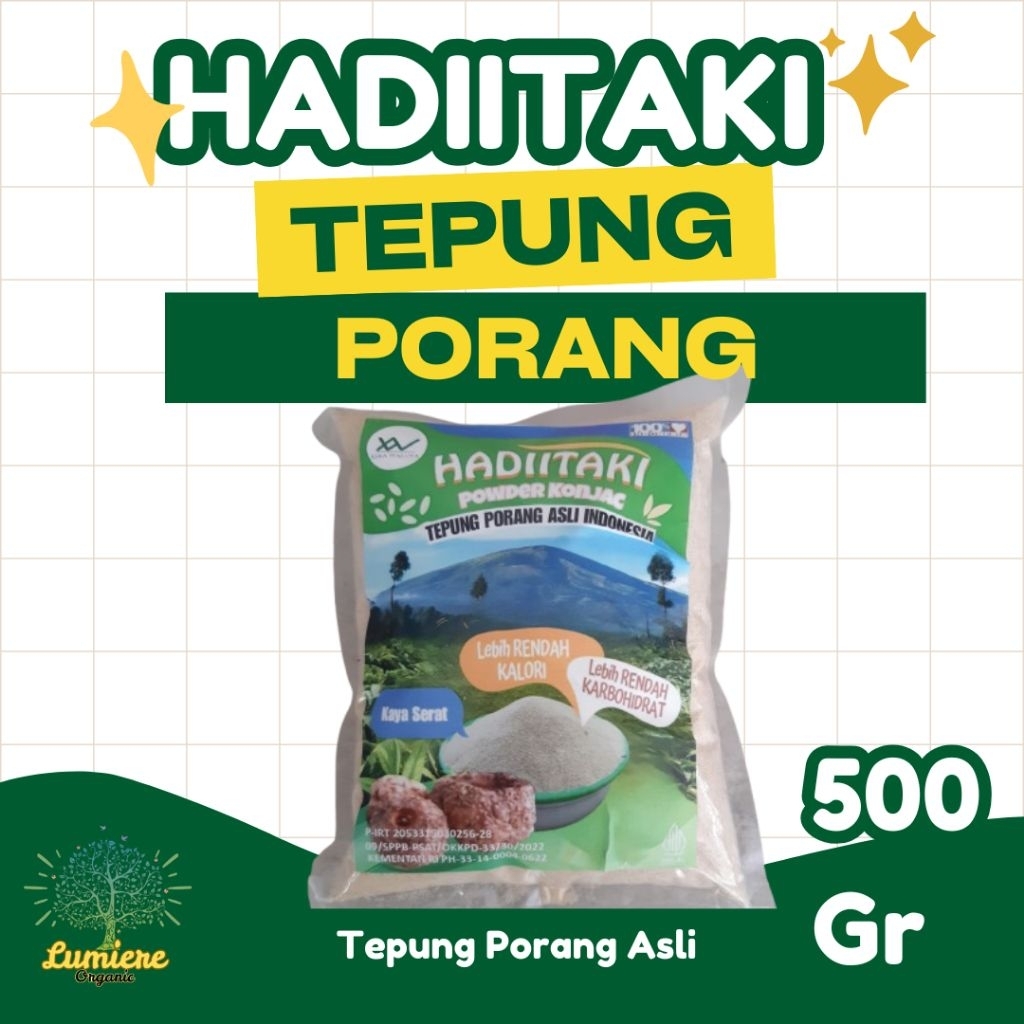 

Tepung Porang Hadiitaki 250gr, KayaSerat