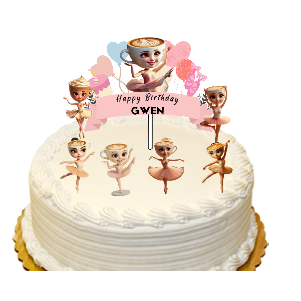 topper cake Capucina Balerina Hiasan kue ulang tahun happy birthday