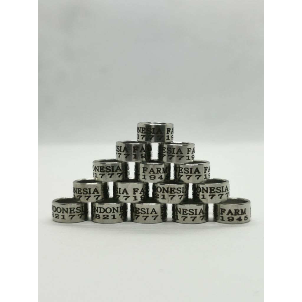 RING BURUNG | 17 BAJA LASER TANGGUNG | CUSTOM CETAK NAMA | MERPATI | PERKUTUT | MURAI | KENARI | LOV