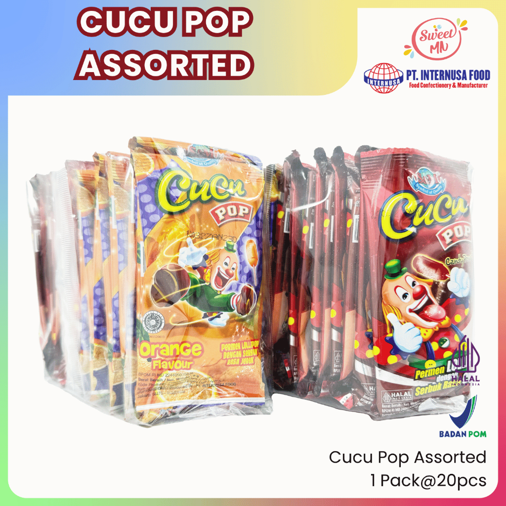

Permen Cucu Pop Assorted Fruit. 1 Pack (20 pcs)