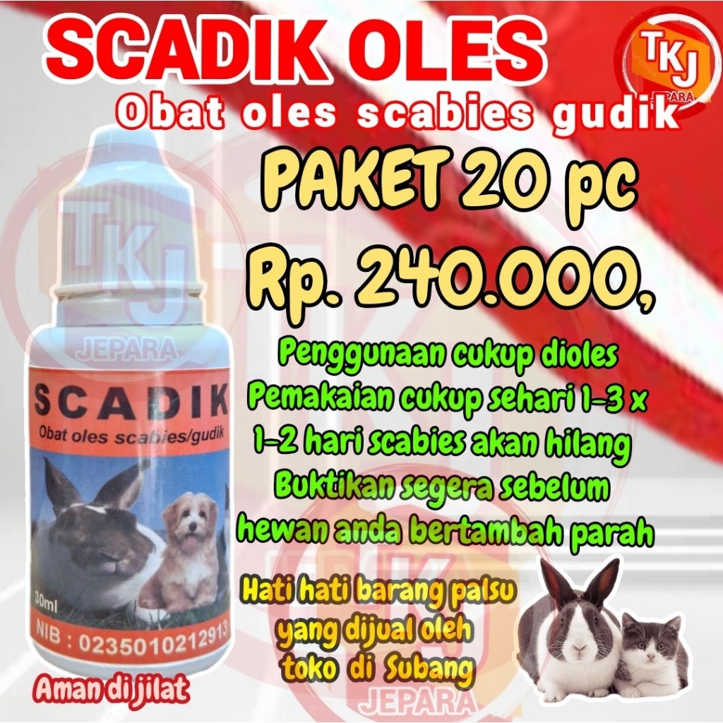 scadik oles scabies paket 20 pc obat oles scabies gudik kutu jamur untuk kelinci kucing anjing palin