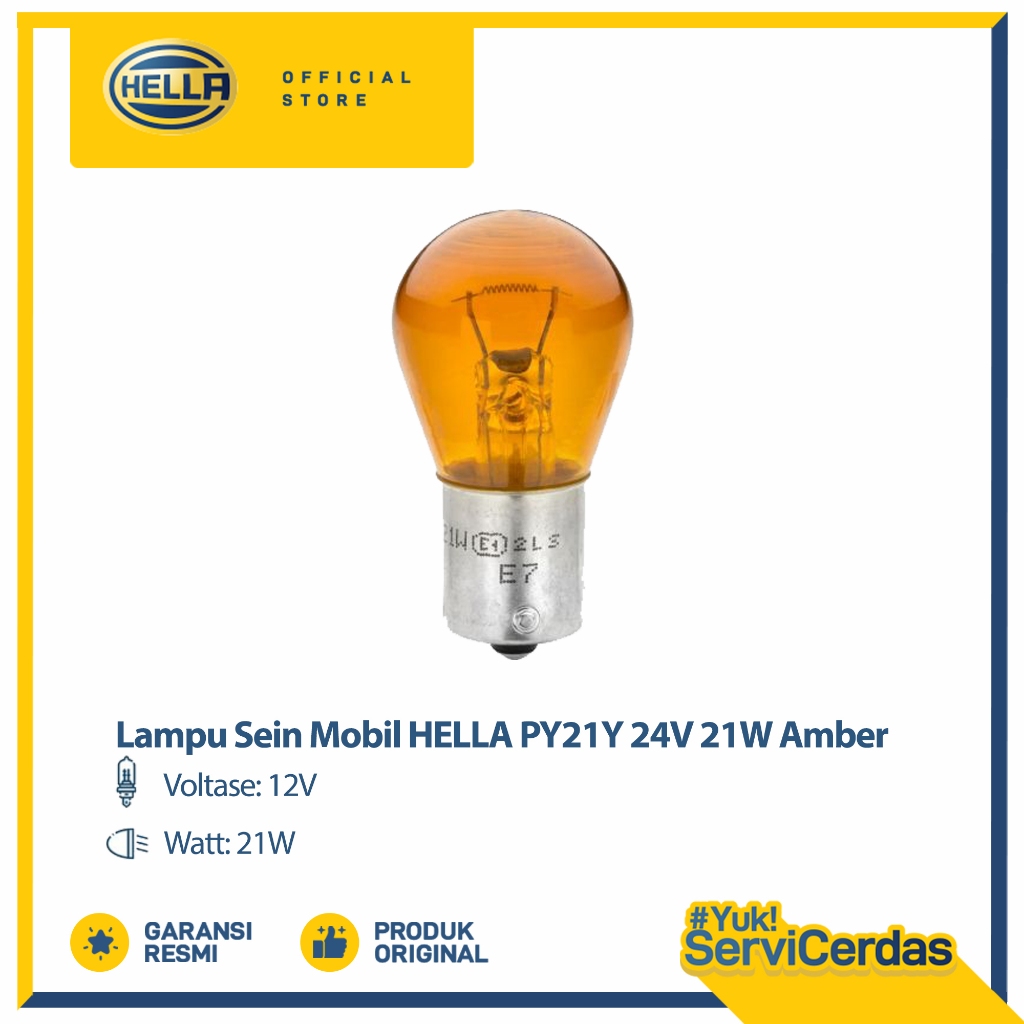Lampu Sein Mobil HELLA PY21Y 24V 21W Amber - Bohlam Mobil