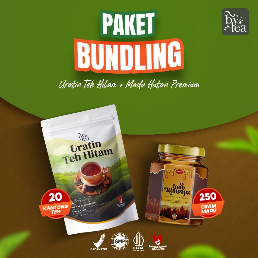

[Paket Bundling] Bytea Uratin + Madu Hutan Premium Indo Rimpang | Tea Asam Urat & Jaga Imun Halal BPOM