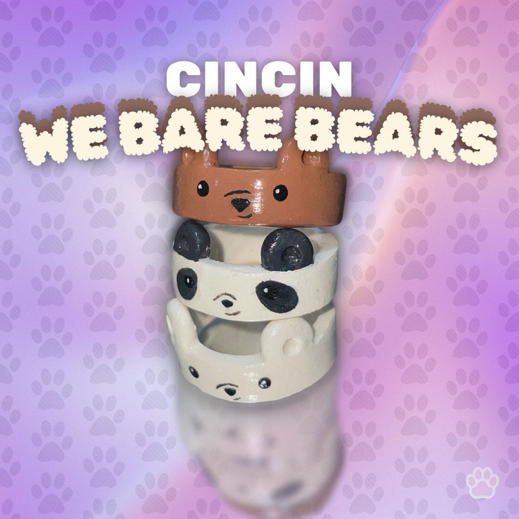 Clay Rings WE BARE BEARS | Clay Rings Hand made | Cincin Clay | Chunky Rings |