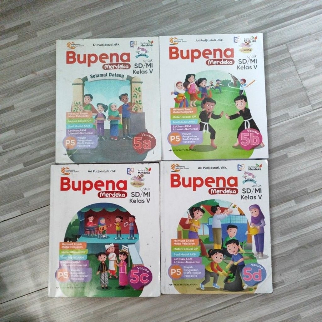 1 SET BUKU BEKAS BUPENA A B C D KELAS 5 KUR.MERDEKA